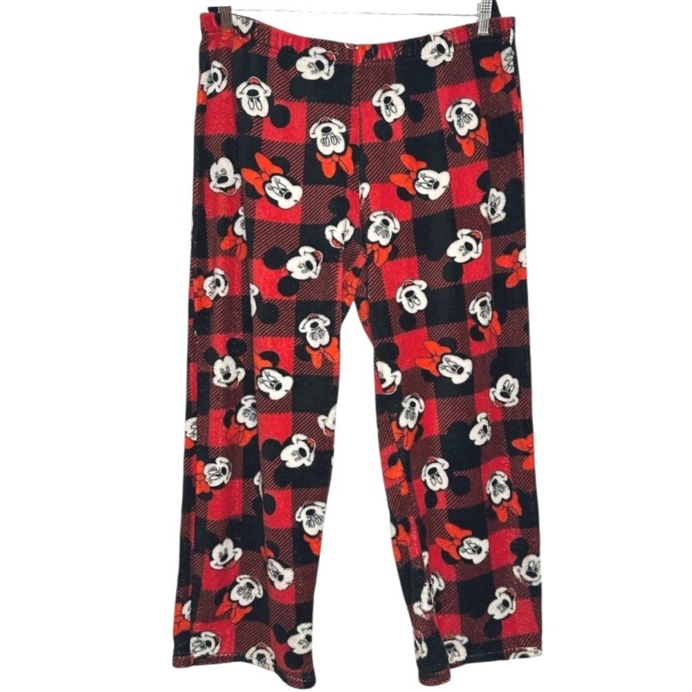 Disney Pajama Pants Womens Red‎ Buffalo Plaid Mickey Minnie Mouse Loungwear  XL